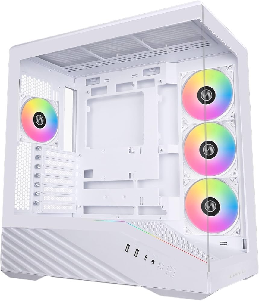 Lian Li V100 ATX Mid-Tower PC Case with 4 ARGB Fans & A Fan Breakout Board - White