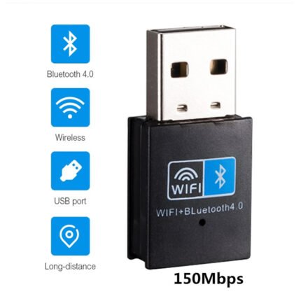 USB WiFi Bluetooth Adapter – Wi-Fi Receiver & Wireless Bluetooth 2-in-1 Dongle