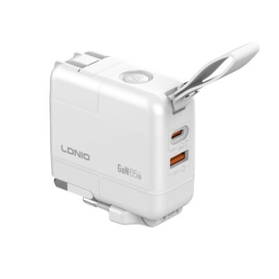 LDNIO Q2618 EU GaN 65W All-in-one Adapter With C-C Cable - White