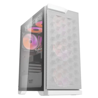 DarkFlash DK361 ATX PC Case with 4 RGB Fans - White