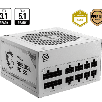 MSI MAG A850GL PCIE5 850 WATT 80+GOLD PSU - White