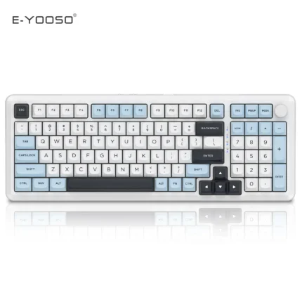 E-Yooso Z98 Wireless Gaming Keyboard - Tri Mode 98-Keys Mechanical Keyboard - Black/White/Blue