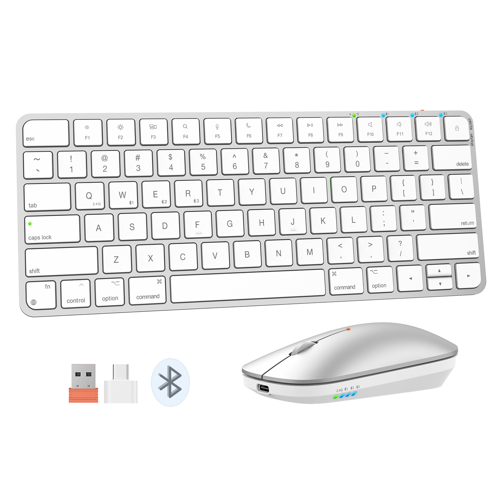 MEETION ikey C210 Wireless Bluetooth Keyboard and Mouse - White