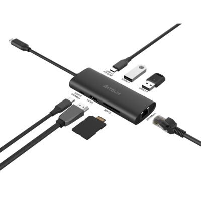 A4Tech DST-80C 8-in-1 Docking Station Type-C 8 Ports - Ash Grey