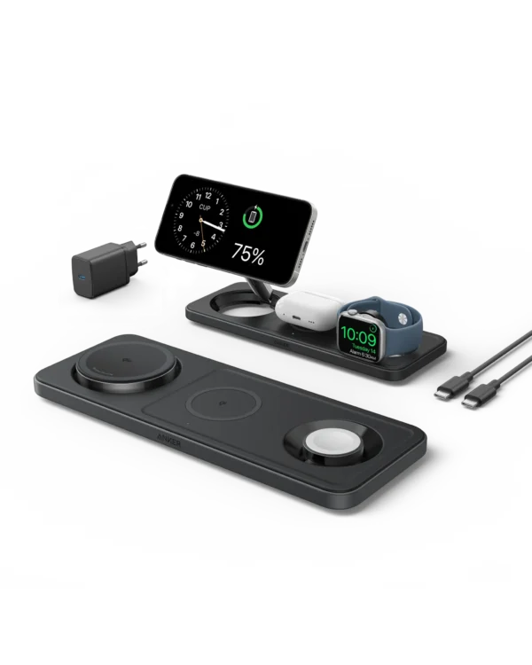 Anker A25m1 Foldable 3-in-1 Wireless Charging Station Qi2 Certified