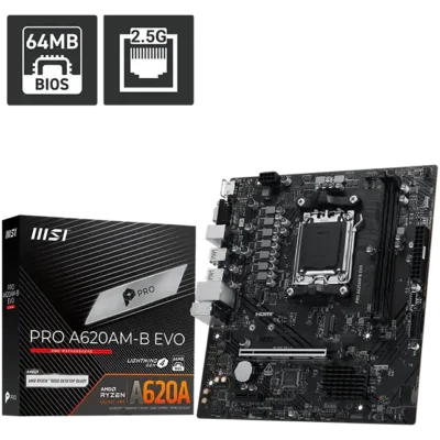 MSI Pro A620AM-B EVO DDR5 AMD AM5 microATX Motherboard
