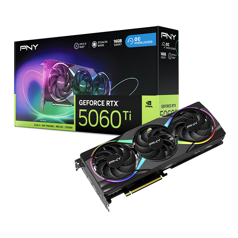 PNY NVIDIA GeForce RTX 5060 Ti 16GB OC 3 Fan OC Graphics Card