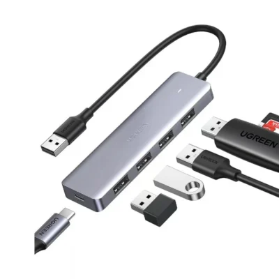 UGREEN 50985 Ultra Slim 4 Port USB 3.0 Hub with 5Gbps Data Transfer