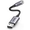 Ugreen 30757 USB 2.0 to 3.5mm Audio Adapter Aluminum Alloy 25cm - Dark Gray