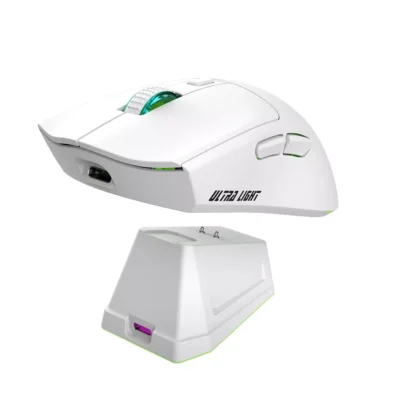 JEDEL WD139 Rechargeable Wireless + Bluetooth Double Mode and Rechargeable Gaming Mouse White