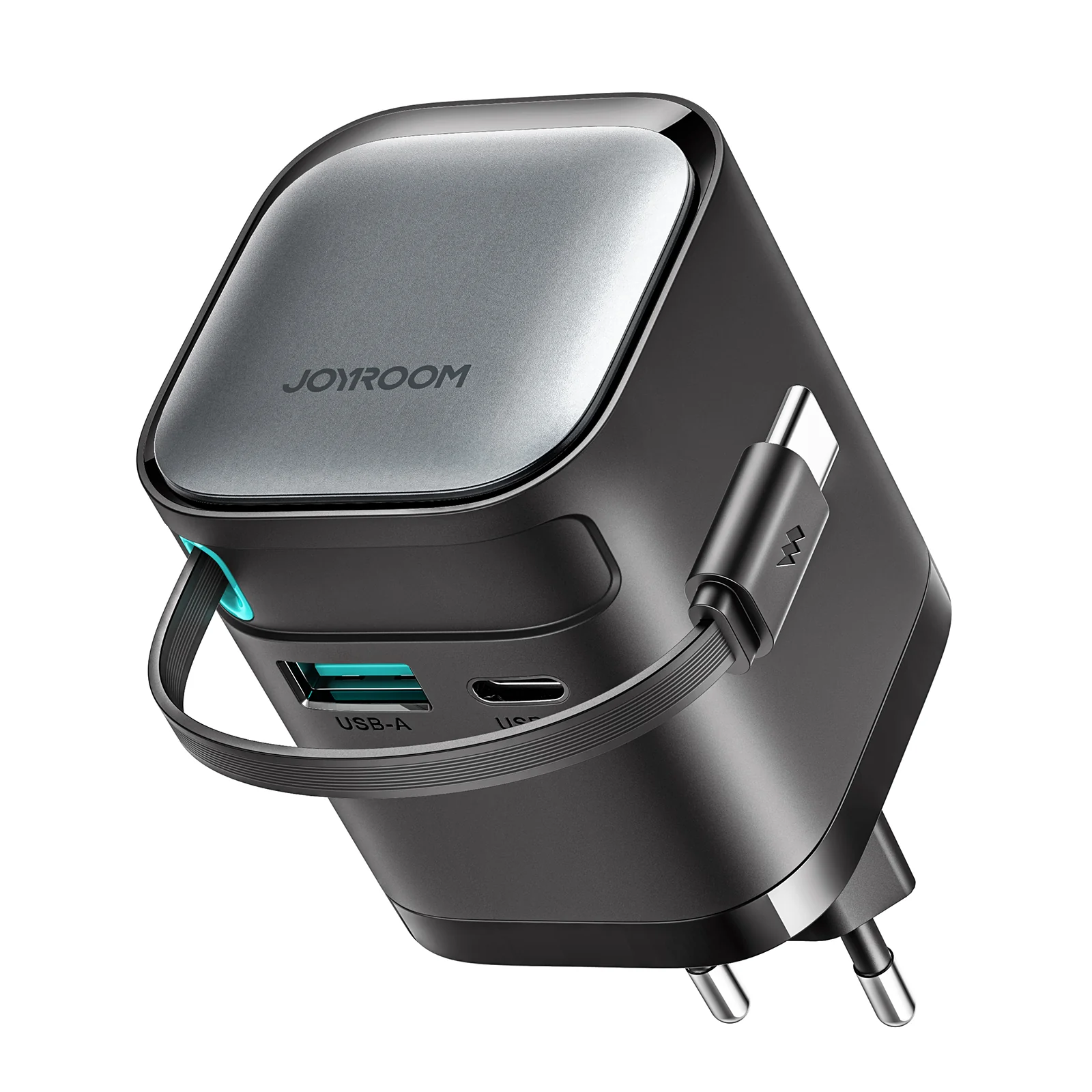 JOYROOM JR‐TCL02 GaN 65W Charger with Retractable Cable ‐ Black