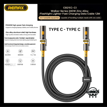 REMAX CB21 240W zinc alloy flashlight cigarette lighter fast charging data cable