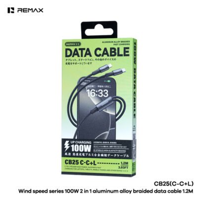 REMAX CB25 (C‐C+L) 100W Wind speed 2 in 1 Aluminum alloy braided data cable - 1.2M