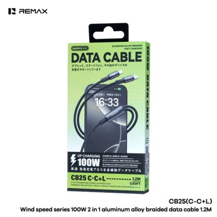 REMAX CB25 (C‐C+L) 100W Wind speed 2 in 1 Aluminum alloy braided data cable - 1.2M