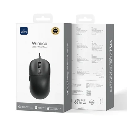 WIWU WM111 Wired Office Mouse 6-Button Layout for Enhanced Productivity - Black