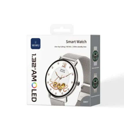 WiWU SW07 Smart Watch 1.32″ AMOLED Display Bluetooth Calling Health - Silver