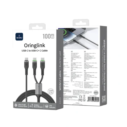 WiWU Wi-C071 OringLink Type-C to Dual Type-C Cable 1.2M - Black
