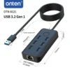 Onten OTN-8121 USB 3.2 Gen1 6-Port 5G Hub with Ethernet card and One-click Lock Screen Button