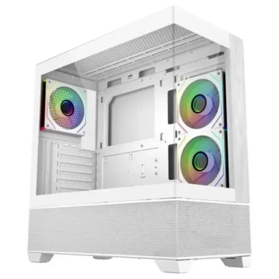 Cooler Master Elite 690 Wood Dual Tempered Glass Mid-Tower Case – White