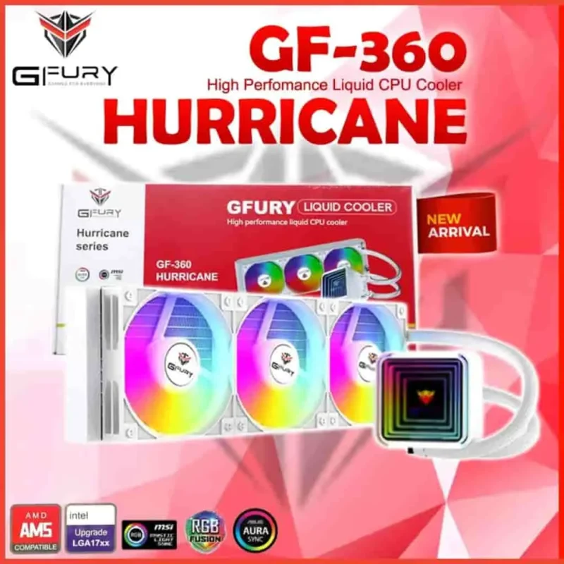 GFURY HURRICAN GF-360 360mm ARGB AIO Liquid Cooler – White