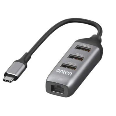 ONTEN OTN-95118R USB-C to Gigabit Ethernet Adapter + 3 Port USB 3.0 HUB