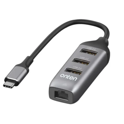 ONTEN OTN-95118R USB-C to Gigabit Ethernet Adapter + 3 Port USB 3.0 HUB