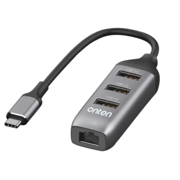 ONTEN OTN-95118R USB-C to Gigabit Ethernet Adapter + 3 Port USB 3.0 HUB