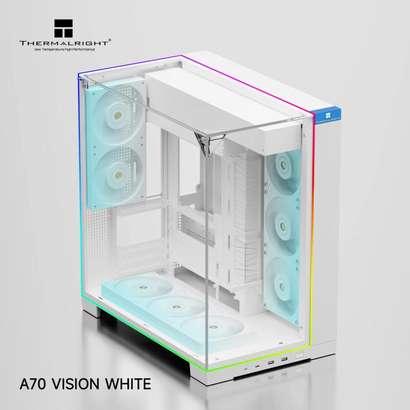 Thermalright TR-A70 Vision ATX Desktop Gaming Case Including 9.16 LCD - White